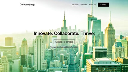 Bright modern city skyline used as business website header design
