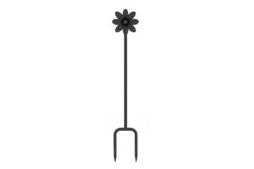 Metal flower garden stake ornament with transparent background