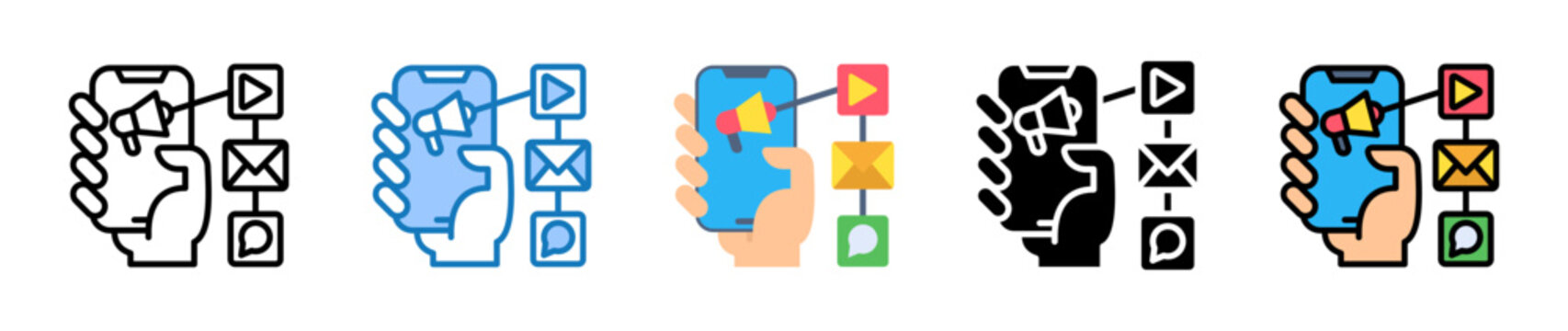 App Marketing multiple style icons set design vector illustration. 