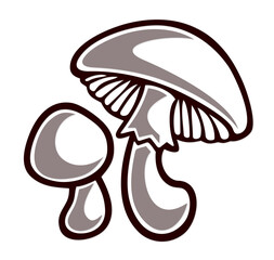 Symbol of stylized forest mushrooms.
