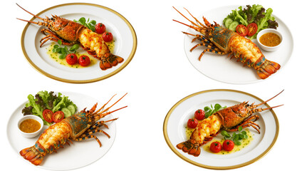 lobster shrimp cooked on a white plate