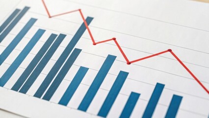 A colorful line and bar graph illustrating data trends, with blue bars and a red line indicating performance changes over time.
