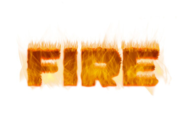 Bold illustration of the word FIRE created with vibrant flames and glowing effects, showcasing dynamic movement and energy, perfect for conveying heat and intensity in design projects