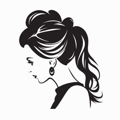 Elegant Woman Bun Hairstyle Vector for Beauty Design