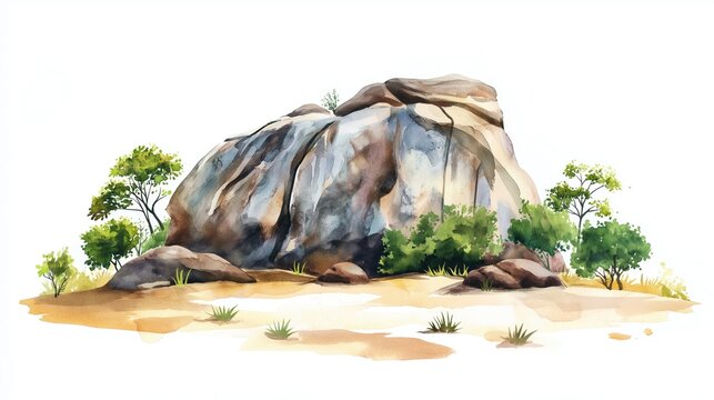 Zuma Rock. Zuma Rock hand drawn watercolor illustration on white background