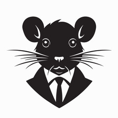Rat in Business Suit Logo Vector Corruption Symbol on white background