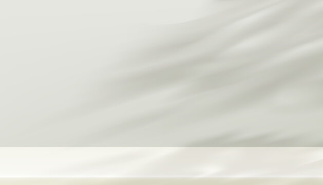 Cloud dancer tone 2026,Background white studio wall with shadow,light for product display, Light grey kitchen room and 3d empty floor,Minimal interior backdrop podium mockup