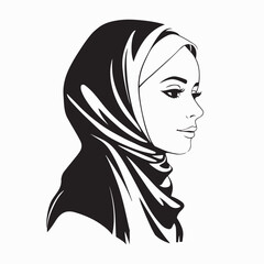 Modern Hijab Style Female Model Vecto on White Background