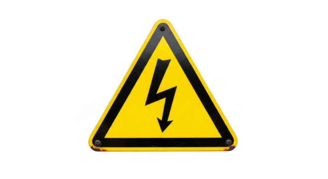 Electric Hazard: Isolated high-voltage warning sign, a visual alert of electrical danger and the potential for serious injury or even fatality. - Powered by Adobe