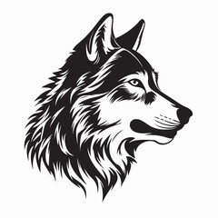 Side View Wolf Head Vector Illustration on White Background