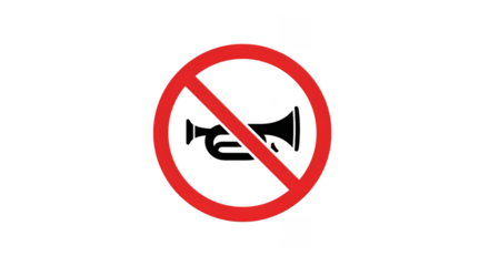 No Honking Zone: A red circular sign with a crossed-out horn, indicating a no honking zone, conveys a clear message to drivers. A symbol of peace.