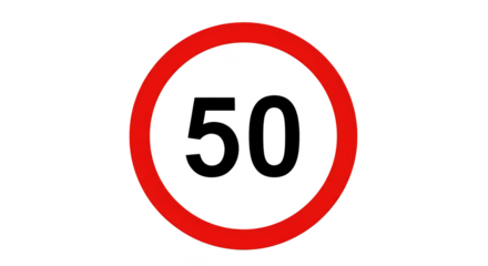 Speed Limit Sign: A bold, red circle frames the prominent number 50, a clear indication of the speed limit in a particular zone. This image signifies safety and responsible driving.