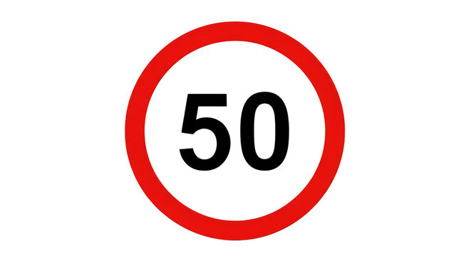 Speed Limit Sign: A bold, red circle frames the prominent number 50, a clear indication of the speed limit in a particular zone. This image signifies safety and responsible driving.