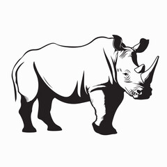 Powerful Rhinoceros in Proud Pose Vector Design On White Background