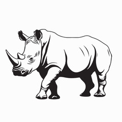 Majestic Rhino Standing Proud Vector Illustration On White Background