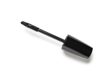 Black mascara brush on white background