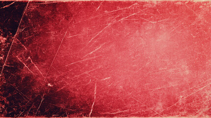 Vibrant red grunge texture with distressed scratches and dark edges, creating an aged and worn surface background