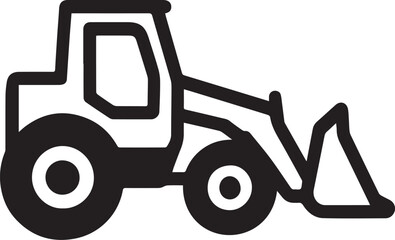 Naklejka premium A simplified, graphical representation of a powerful tractor-loader-backhoe, a crucial tool in construction and earthmoving, designed with a focus on its functionality and form.