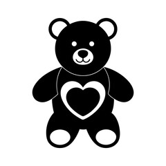 Naklejka premium Teddy Bear Holding Heart Icon in Cute Flat Style.