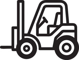A clean, line art illustration of a forklift, a symbol of industry and efficient material handling, meticulously designed to highlight functionality and purpose.