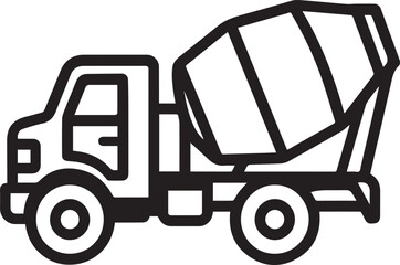 A construction site silhouette: a construction site truck, captured in clean lines, symbolizing industry and infrastructure.