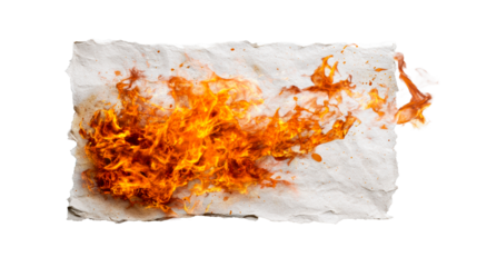 Fiery flames engulfing rough textured paper creating a dramatic and intense scene suitable for themes of destruction or transformation, ideal for abstract backgrounds or symbolic imagery.