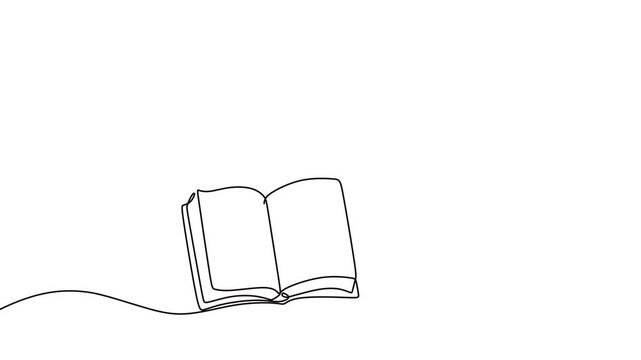 Minimalist continuous line art of an open book and butterfly symbolizing education and literature