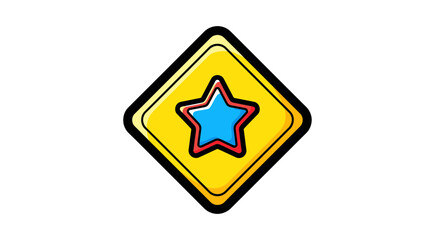 Animated Star Illustration Inside A Diamond Shape On A Yellow Background Design