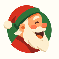 Laughing Santa Claus Face in Classic Red Hat, Cheerful Christmas Holiday Icon