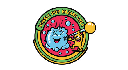 Bubble Pop Hazard Area:  A Funny Cartoon Illustration with a Playful and Catchy Design