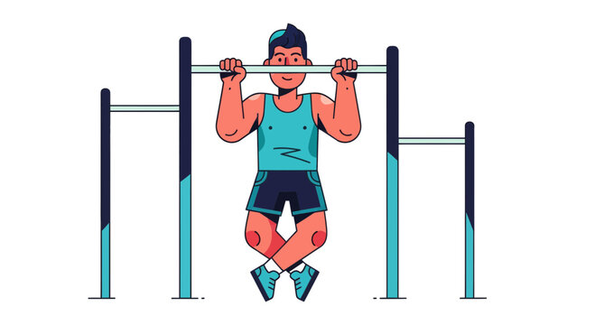 Athlete Performing Calisthenics on a Parallel Bar Demonstrating Strength and Endurance