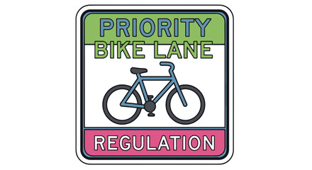 Bike Lane Priority Regulation Sign: A Vector Illustration for Urban Transportation and Cycling