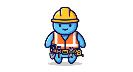 Fototapeta premium Cartoon Construction Worker Character Ready For Building And Maintenance Tasks Activities