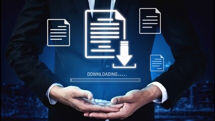 Visual representation of digital document downloading, showing file transfer, data access, and progress status for secure and efficient information retrieval Marrow
