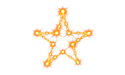 Vibrant Glowing Star Outline Vector Abstract Fiery Golden Award Icon or Magical Energy Burst Graphic on White