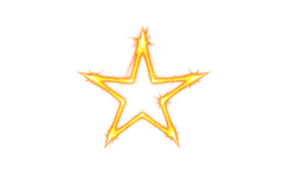 Vibrant Glowing Star Outline  Abstract Fire Effect Logo or Design Element on a Clean White Background