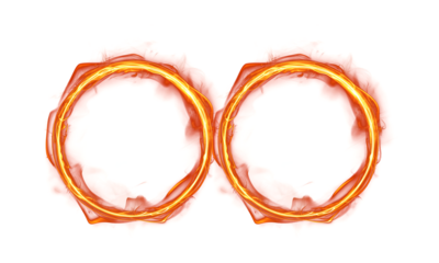 Magical Fire Portal Effect, Glowing Red and Orange Flames Forming a Dynamic Energy Circle or Ring on a Transparent Background.