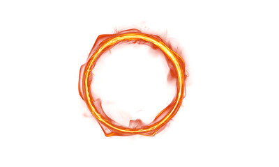 Glowing Orange and Yellow Fire Circle Effect with Dynamic Heat Energy, forming a Magic Portal Ring on a Transparent Background.