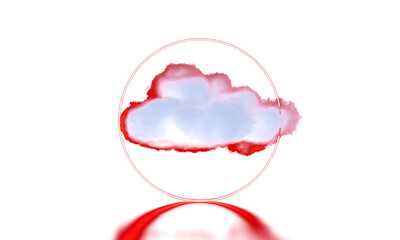 Vibrant neon glowing circle surrounding soft dreamy cloud with colorful futuristic lighting creating modern abstract digital aesthetic for creative designs