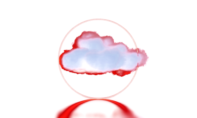 Vibrant neon glowing circle surrounding soft dreamy cloud with colorful futuristic lighting creating modern abstract digital aesthetic for creative designs