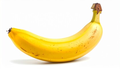 Ripe yellow banana on a white background. Suitable for food blogs, healthy eating articles, recipe cards, and nutrition content.