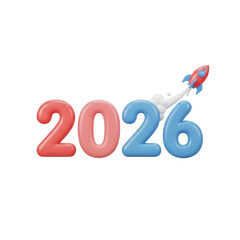 2026  New Year symbol on transparent background. 2026 YEAR. Design for decorating, background, wallpaper, illustration.