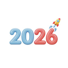 2026  New Year symbol on transparent background. 2026 YEAR. Design for decorating, background, wallpaper, illustration.