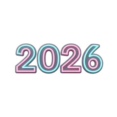 2026  New Year symbol on transparent background. 2026 YEAR. Design for decorating, background, wallpaper, illustration.