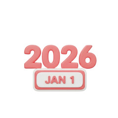 2026  New Year symbol on transparent background. 2026 YEAR. Design for decorating, background, wallpaper, illustration.