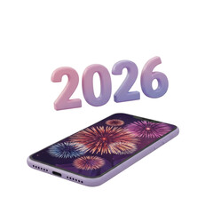 2026  New Year symbol on transparent background. 2026 YEAR. Design for decorating, background, wallpaper, illustration.