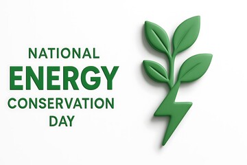 National energy conservation day with green leaf and lightning bolt symbol