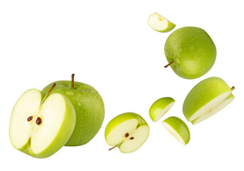 Falling Green Apple Cutout, Full Depth Of Field.