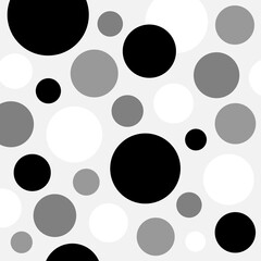 ドット柄のおしゃれなデザインペーパー背景（モノトーン）ー 黒、グレー、の丸が並ぶ柔らかなテイスト。ポストカード、マスキングシール、フレークシール、手帳デコ素材に最適。ノート表紙、ハンカチ、ミニタオル、ポーチ、キッチン雑貨（箸・キッチンクロス・カラトリー）、文房具（ボールペン、ペンケース）にも。