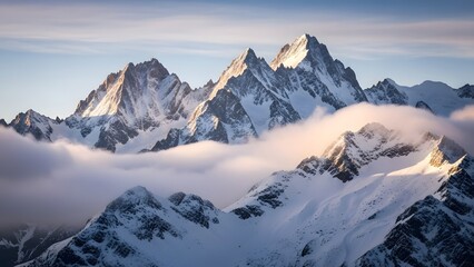 Winter Mountains Wrapped in Soft Cloud